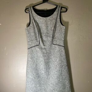 White House Black Market Black-Trimmed Gray Midi Dress